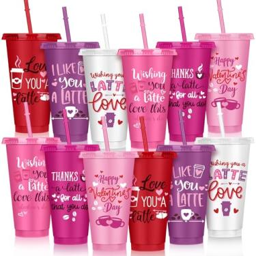 Imagem de Qinyoung Pacote com 12 copos de presente de Dia dos Namorados a granel 680 g Copos de café reutilizáveis para mulheres professoras presentes de Dia dos Namorados Caneca de agradecimento para bebidas