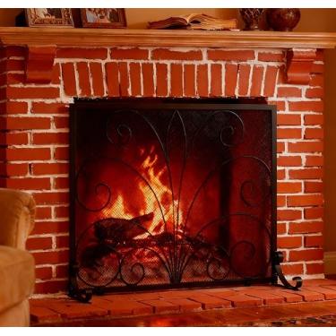 Imagem de Fire Beauty Tela De Lareira, Ferro Forjado Artesanal, Malha De Proteção Plana Para Forno De Metal, Protetor De Faíscas Seguro, Acessórios Para Fogão A Lenha (37,8" C X 30,7" L)