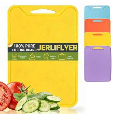 Imagem de Tábua de corte de silicone para cozinha, tábuas de corte flexíveis de 29 x 21 cm, tapete de corte antiderrapante sem BPA para carne, legumes e frutas, lavável na lava-louças (amarelo)