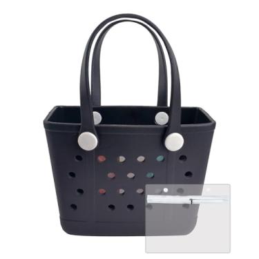 Imagem de Addoklm Bolsa de praia de borracha extra grande leve pequena para academia, impermeável, bolsa aberta média para esportes na piscina, Azul escuro, Small(10.6*4.3*8.5in)