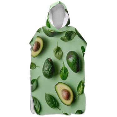 Imagem de Joisal Lindo roupão de praia verde abacate poncho de surfe para adultos toalha com capuz floral plus size ponchos de praia para homens
