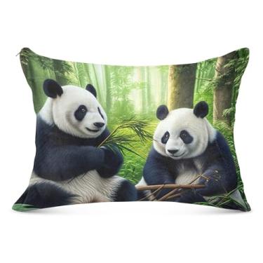 Imagem de Lindo urso panda animal fronha decorativa com zíper padrão queen king size fronha linda casa cama fronha, tamanho Queen, 50,8 cm x 76,2 cm