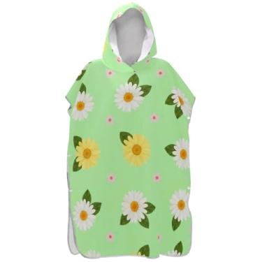 Imagem de Joisal Poncho de surfe trocador de roupão para banho de praia Adul toalhas com capuz absorvente branco amarelo margarida verde homens mulheres poncho com capuz