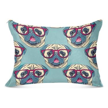 Imagem de Cute Pug Dogs Green Large Zipper Fronha Poliéster Longo Padrão Queen King Body Size Travesseiro para Cama de Casa Sofá, Tamanho do Corpo, 53 cm x 137 cm