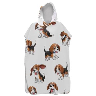 Imagem de Joisal Bonito Beagle Dogs Branco Surf Poncho Trocador Adulto Absorvente Masculino Poncho com Capuz Toalha de Banho com Capuz Praia