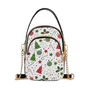 Imagem de Joisal Bolsas pequenas de festa de Halloween fantasma para mulheres, bolsas femininas modernas, mini bolsa de ombro, Árvores de Natal, listras, doces, 15*21*8cm