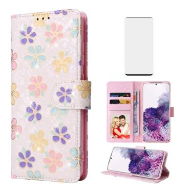 Imagem de Asuwish Capa de celular para Samsung Galaxy S20 5G 15.7 cm carteira celular com protetor de tela de vidro temperado bloqueio RFID porta-cartão de flor com suporte S 20 20S UW S2O G5 mulheres homens