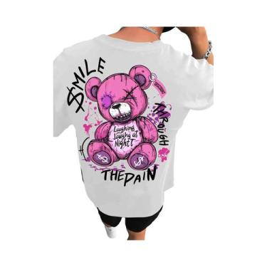 Imagem de Camiseta Masculina De Verão Com Estampa De Urso De Pelúcia, Gola Redon