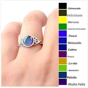 Imagem de Anel de humor que muda de cor de pedra da lua, presente de joias da mo