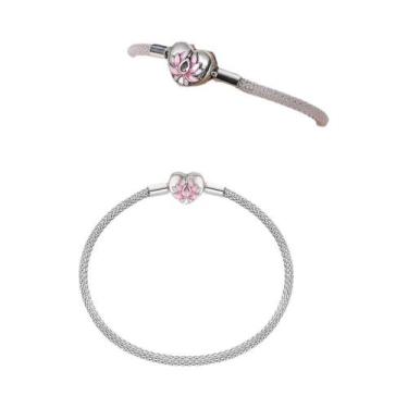 Imagem de Pulseira De Charme De Lótus Em Prata 925 Com Pérolas De Prata Para Mul