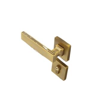 Imagem de Fechadura silenciosa para quarto estilo chinês maçaneta de porta de madeira fechadura de bronze (bronze amarelo)