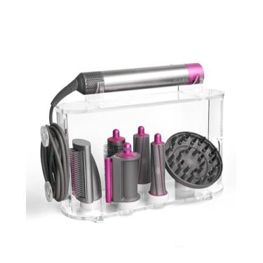 Imagem de Affogato Suporte de Armazenamento Compatível com Acessórios Dyson Airwrap Styler, Suporte Organizador de Bancada de Acrílico com 6 Furos, Organizador de Mesa para Armazenamento, Acessórios de Barril L