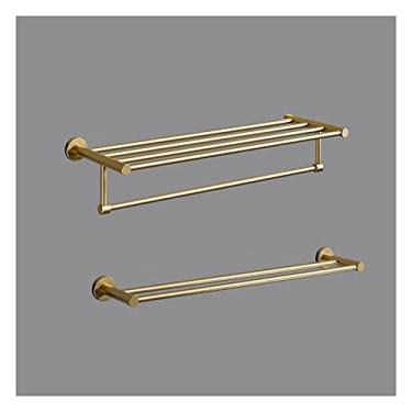 Imagem de Prateleira de banheiro, suporte de toalha para banheiro, armazenamento de chuveiro montado na parede, prateleiras montadas na parede, perfeitas para decoração de quarto, conjunto de 2 prateleiras