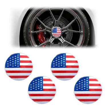 Imagem de Tuxihapp 4 peças de tampas de centro de roda de carro bandeira americana, 56 mm/2,2 polegadas tampas de centro de roda à prova d'água para aros, acessórios universais de decoração externa automotiva