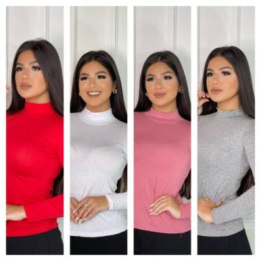 Imagem de Kit 4 blusa feminina cacharrel com manga longa - GK TODA BELA, Vermelh