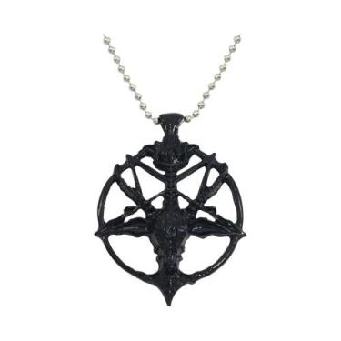 Imagem de Colar Unissex Vintage Com Pingente De Crânio Pentagrama Cabeça De Cabr
