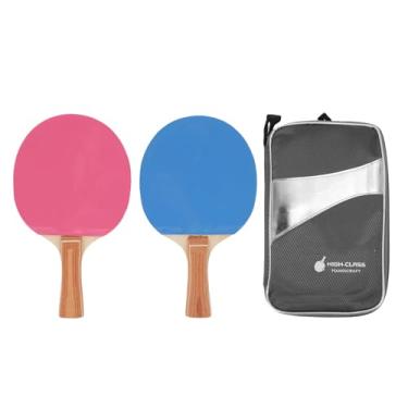 Imagem de Conjunto de pás de tênis de mesa, madeira de borracha, alça confortável, elegante, rosa e para jogos internos e externos