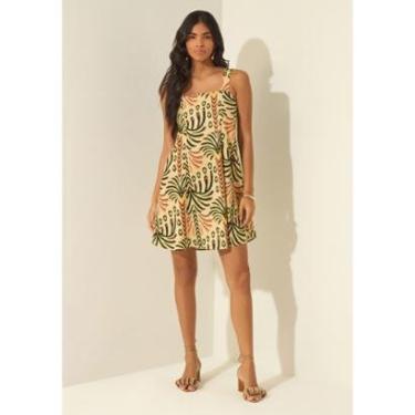 Imagem de Vestido Curto Estampado De Alças Com Decote Quadrado-Feminino