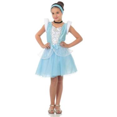 Imagem de Fantasia Cinderela Infantil Vestido Curto Original - Disney Princesas,