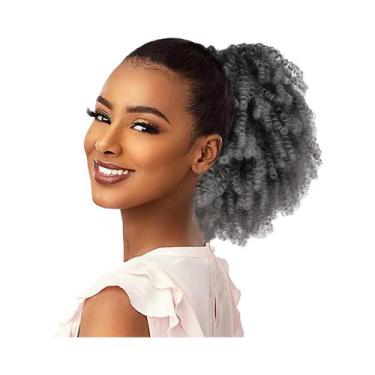 Imagem de Extensão De Rabo De Cavalo Afro Puff Cacheado Com Cordão Para Mulheres