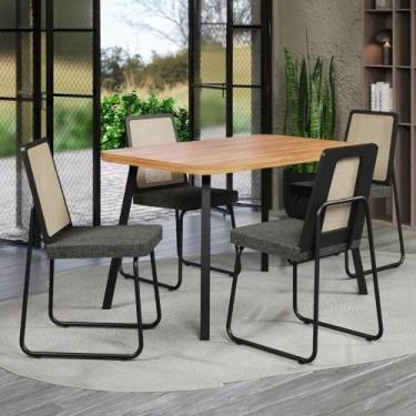 Imagem de Conjunto Sala De Jantar 4 Cadeiras Trento Carraro Nogal E Preto - MÓVE