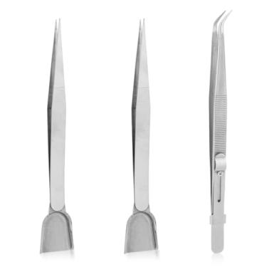 Imagem de 3 Peças Kit de Decoração Bolos, Incluindo 1 Pinças Ponta Curva e 2 Pinça Ponta em Formato Pá Ferramentas Profissionais Aço Inoxidável Confeitos Ideais para Decorar Cupcakes e Biscoitos (Estilo C)