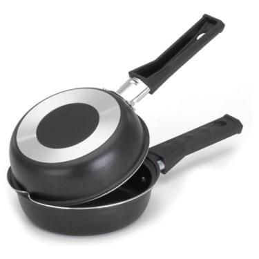 Imagem de Frigideira Dupla Hamburgueira e Omeleteira Antiaderente 18cm Preto