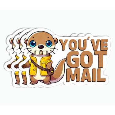 Imagem de 3 peças - Adesivo You've Got Mail - Adesivo de Lontra Bonito - Adesivo Engraçado - Adesivo para Laptop Kindle - Adesivo de Garrafa de Água - Adesivo de Livro