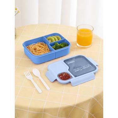 Imagem de Conjunto de lancheira Bento, recipientes para adultos, homens e mulheres, com 3 compartimentos, lancheira empilhável de 2 compartimentos - inclui conjunto de utensílios, 5 xícaras, seguro para