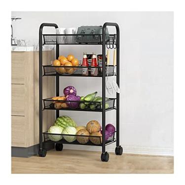 Imagem de WUHUQN Prateleiras para armazenamento móvel rack de armazenamento de chão multicamadas rack de armazenamento de cozinha banheiro quarto carrinho de armazenamento rack de armazenamento rack de