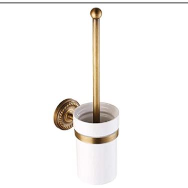 Imagem de Suporte de escova de vaso sanitário, escova de vaso sanitário de cerâmica montada na parede e suporte de armazenamento e organizador de banheiro, economia de espaço, escova de vaso sanitário, escova