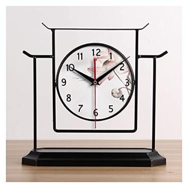 Imagem de U5GAAALPPQ9 Relógio de mesa, relógio de mesa, relógio de mesa, novos relógios de estilo chinês, decoração para casa, sala de estar, ornamentos, relógio retro, relógio de secretária decorativo de 30 cm