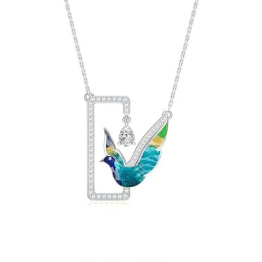 Imagem de Kicky and Perky Colar com pingente de prata esterlina 925 esmaltado e cravejado de moissanite para mulheres