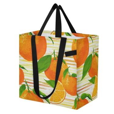 Imagem de SEHANY Sacolas de compras reutilizáveis de verão limão com alças reforçadas, bolsa de compras de lona dobrável à prova d'água de grande capacidade para viagem, cozinha, praia