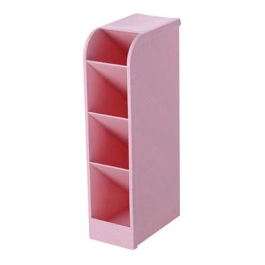 Imagem de Zerodis Caneta Inclinada, 4 Slots de Plástico para Inserção de Mesa, Porta-canetas, Organizador, Caixa de Armazenamento de Papelaria para Casa, Escola, Armazenamento, Borrachas Manuais, (PINK)