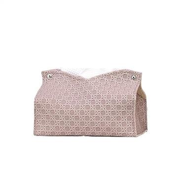 Imagem de Caixa de lenços de couro PU prática para sala de estar, mesa de chá, caixa de lenços de couro PU, cozinha, mesa, porta-guardanapos nórdicos, organizador de caixa de armazenamento doméstico (rosa)