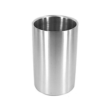 Imagem de x3anggyt5 Balde de gelo de aço inoxidável de parede dupla com isolamento térmico balde de cubo de gelo redondo balde de vinho refrigerador de gelo armário de cerveja ferramenta de cozinha recipiente