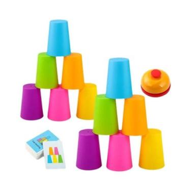 Imagem de Jogo Educativo De Copos Empilháveis Coloridos Montessori, Brinquedo De