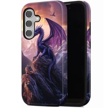 Imagem de RUUHLJLET Capa para celular Samsung Galaxy S25 FE de 6,7 polegadas 2025, camada dupla 2 em 18 à prova de choque, capa resistente antiqueda para homens e mulheres, dragão