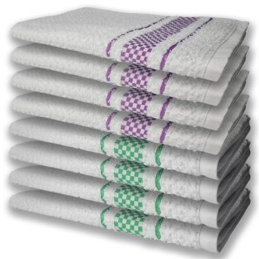 Imagem de 8 Panos De Prato Atoalhado Felpudo Premium 4 Roxo 4 Verde