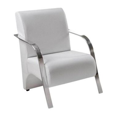Imagem de Poltrona Decorativa 1 Lugar Vênus Braço Pé Alumínio Confortável Para Sala Tv Espera D Salla Tecido Sintético