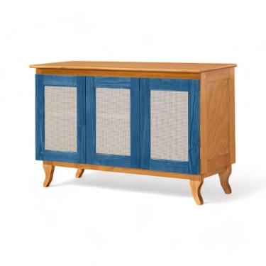 Imagem de Buffet 03 Portas Deltan 103 Imbuia E Azul Atraente