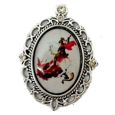 Imagem de Entremeio Terço De São Jorge prata com strass 3 unidades