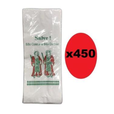 Imagem de Kit 450 Sacolas De Papel Branca 9X27Cm São Cosme E Damião - Lynx Produ