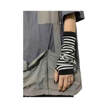 Imagem de Luvas Longas Unissex Punk Sem Dedos, Aquecedores De Braço Hip-hop Para