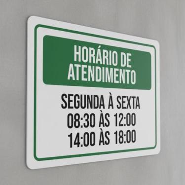 Imagem de Placa Acm Horário Atendimento Segunda Sexta 8 12 14 18 18X23 - Sinaliz