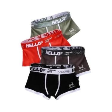 Imagem de Cuecas Boxer Masculinas De Algodão 4 Peças 2024 Confortáveis Respiráve