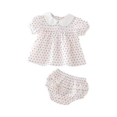 Imagem de Conjunto de Roupas Infantil Verão - Estampa Floral com Manga Bufante p