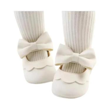 Imagem de Sapatos De Batismo Para Meninas Recém-Nascidas, Brancos, Com Solado De
