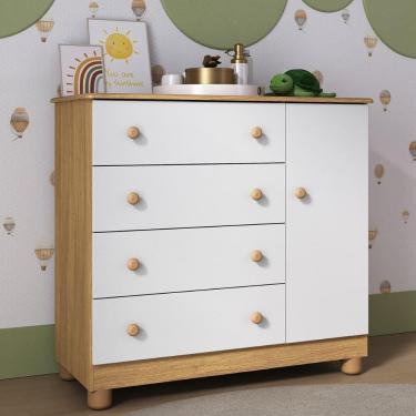 Imagem de Cômoda Infantil 95cm 1 Porta e 4 Gavetas Allegra Multimóveis MP4444